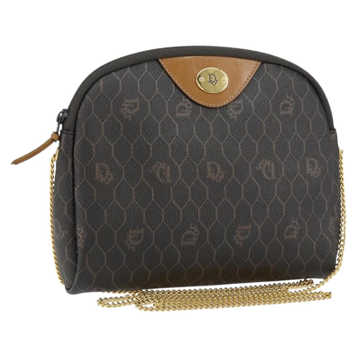 Christian Dior Vintage Honeycomb Chain Canvas Black Canvas Shoulder Bag Bag ()