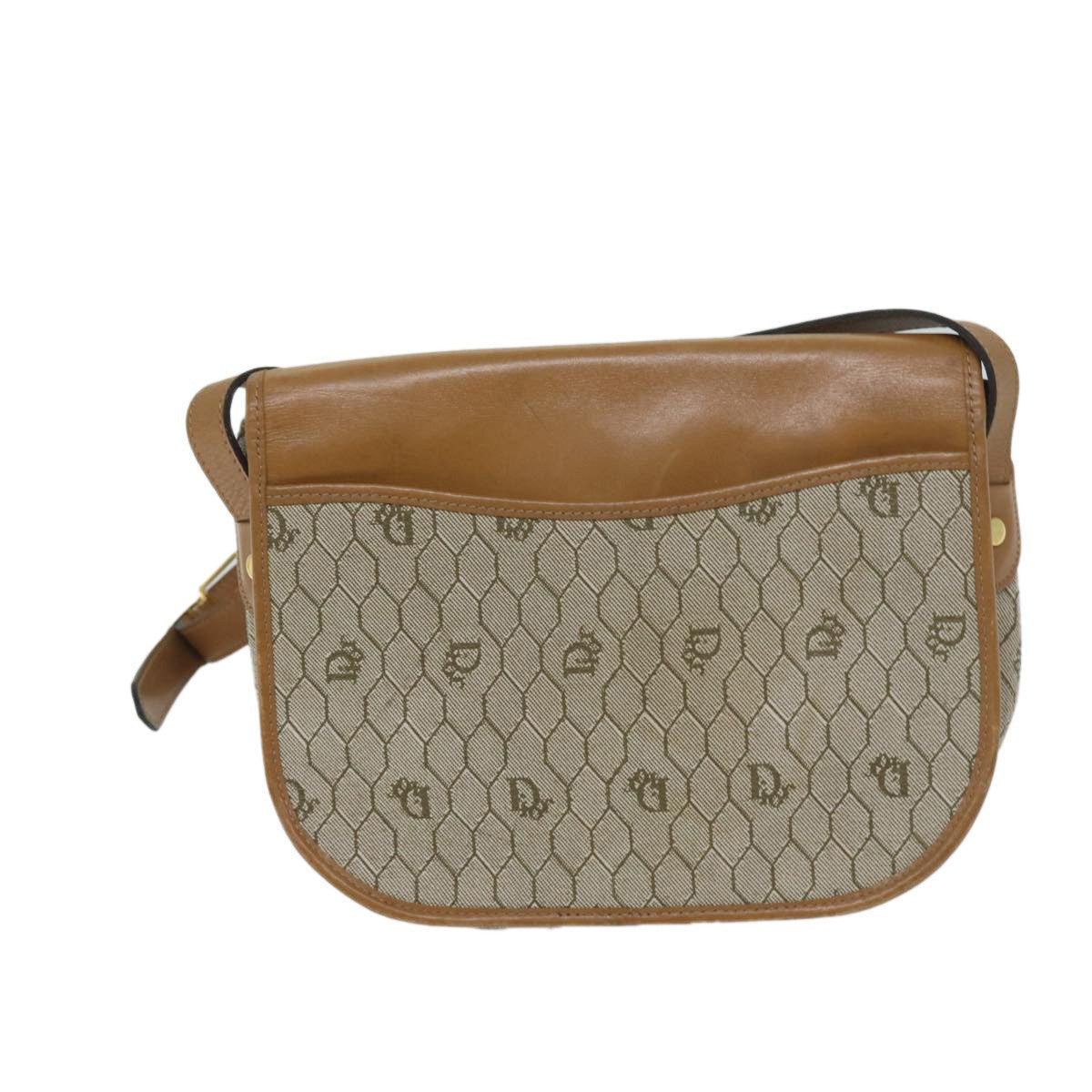 Christian Dior Vintage Honeycomb Flap Crossbody Bag Canvas And Leather Beige Canvas Bag ()