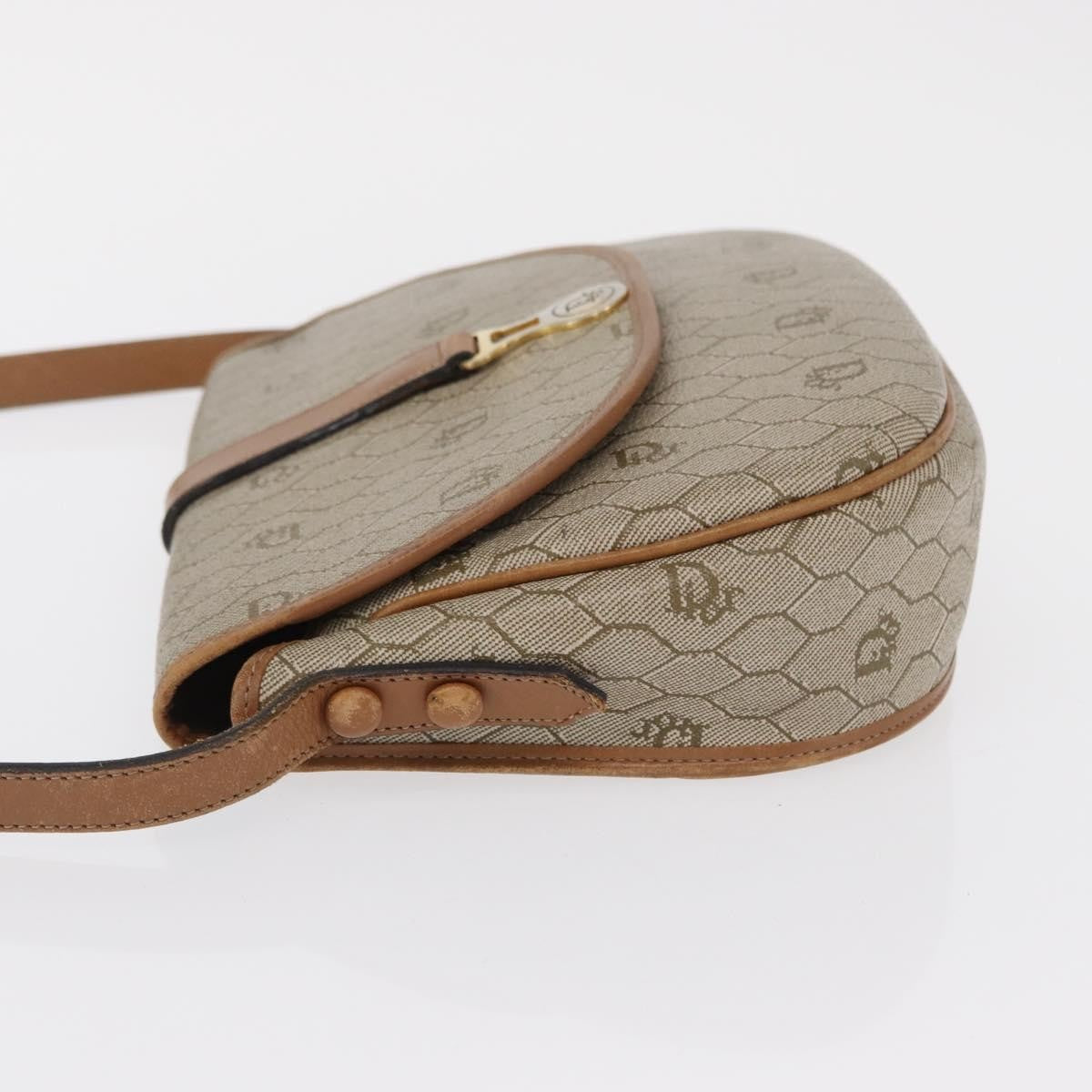 Christian Dior Vintage Honeycomb Shoulder Bag Canvas And Leather Beige Canvas Shoulder Bag Bag ()