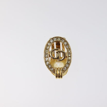 Christian Dior Petite Cd Round Earrings Metal And Crystals Gold Metal Earrings Jewelry ()