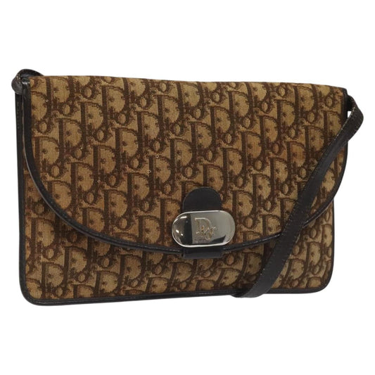 Christian Dior Vintage Trotter Shoulder Bag Canvas Brown Canvas Bag ()