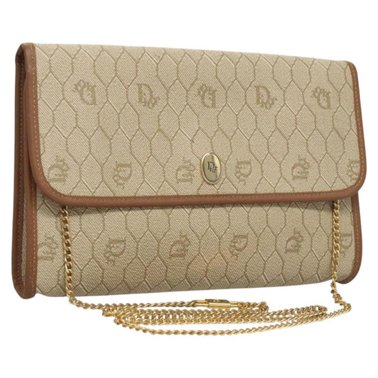 Christian Dior Vintage Honeycomb Chain Canvas Beige Canvas Shoulder Bag Bag ()