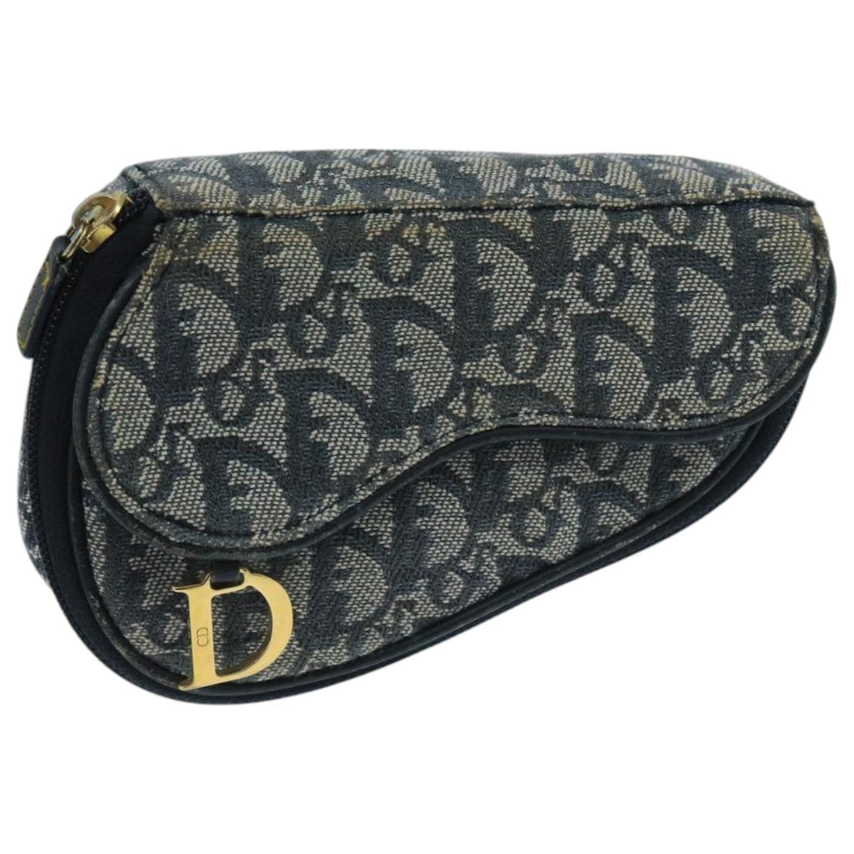 Christian Dior Vintage Saddle Coin Purse Diorissimo Canvas Navy Canvas Clutche & Pouche Bag ()