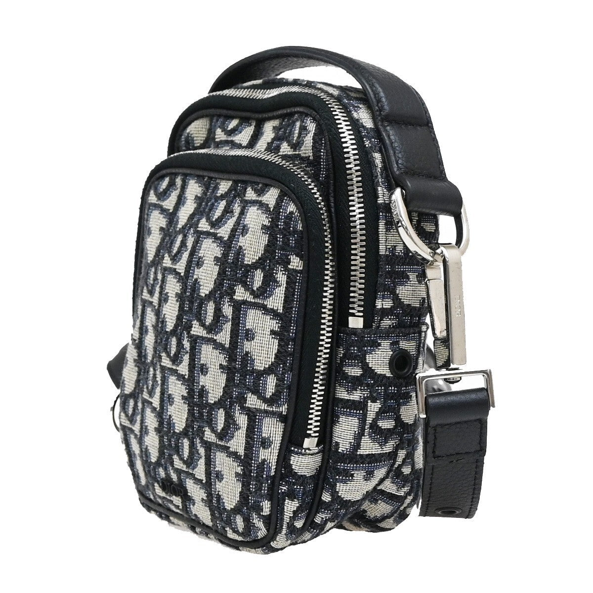 Christian Dior Zip Around Crossbody Pouch Oblique Canvas Blue Canvas Clutche & Pouche Bag ()