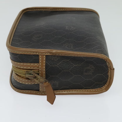 Christian Dior Vintage Honeycomb Zip Pouch Canvas And Leather Brown Canvas Clutche & Pouche Bag ()
