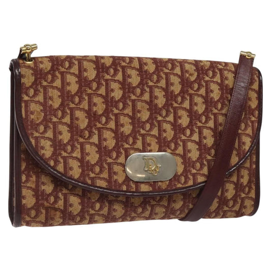 Christian Dior Vintage Trotter Flap Shoulder Bag Canvas Red Canvas Bag ()