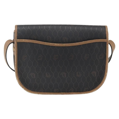 Christian Dior Vintage Honeycomb Flap Crossbody Bag Canvas And Leather Black Canvas Shoulder Bag Bag ()