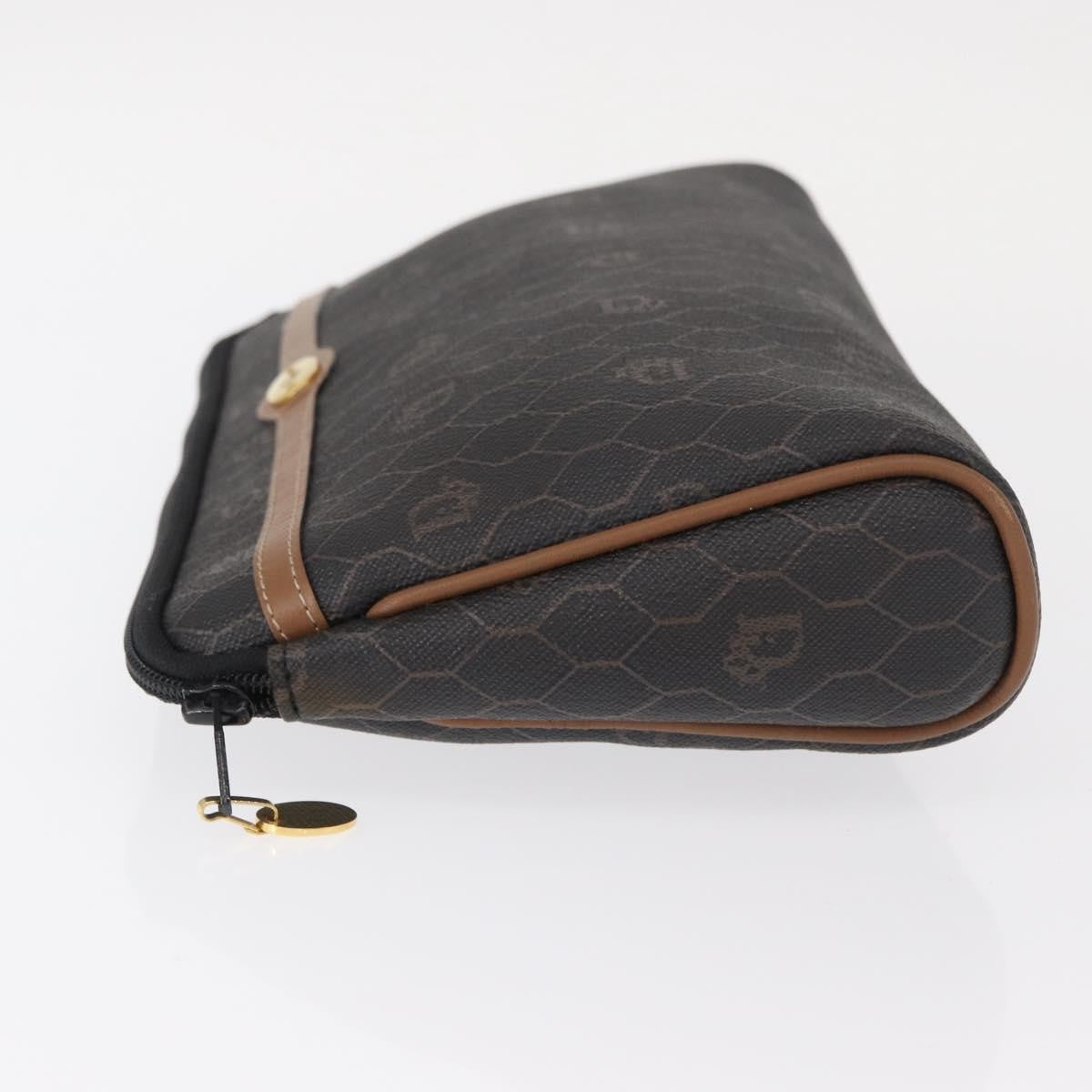 Christian Dior Vintage Honeycomb Zip Pouch Coated Canvas Black Pvc Clutche & Pouche Bag ()