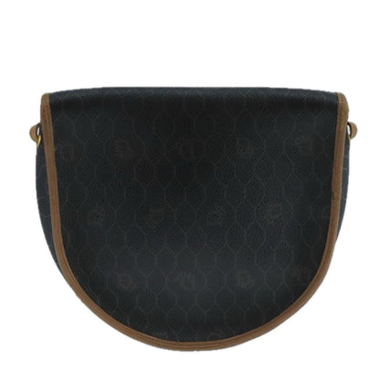 Christian Dior Vintage Honeycomb Flap Crossbody Bag Canvas And Leather Black Canvas Bag ()