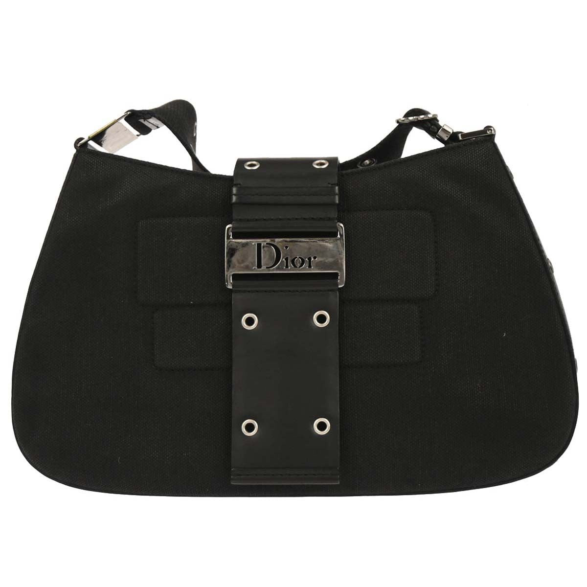 Christian Dior Vintage Street Chic Columbus Shoulder Bag Canvas Black Canvas Shoulder Bag Bag ()