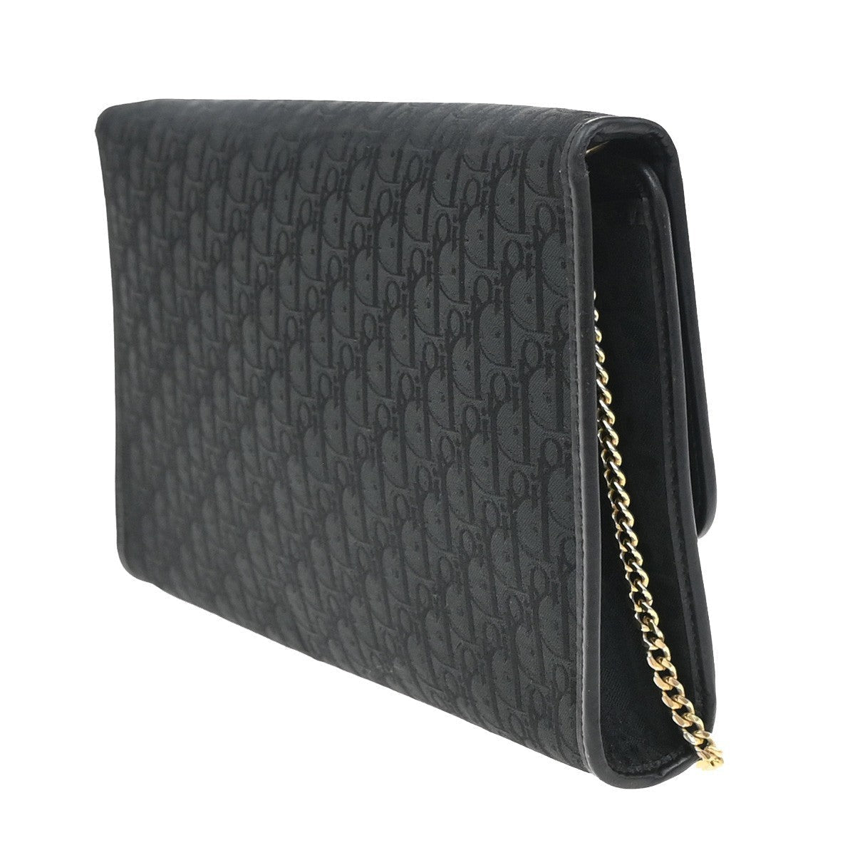 Christian Dior Vintage Chain Flap Shoulder Bag Diorissimo Canvas Black Canvas Shoulder Bag Bag ()