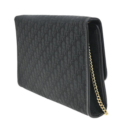 Christian Dior Vintage Chain Flap Shoulder Bag Diorissimo Canvas Black Canvas Shoulder Bag Bag ()