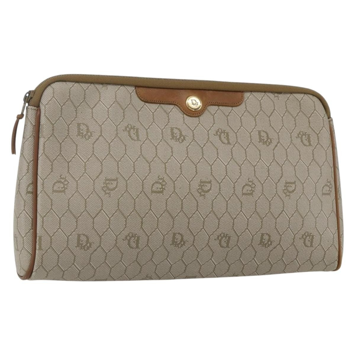 Christian Dior Vintage Honeycomb Clutch Canvas Beige Canvas Clutche & Pouche Bag ()