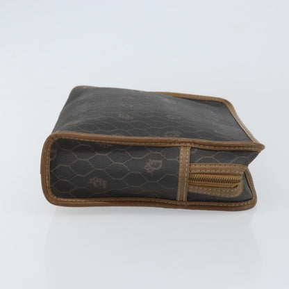 Christian Dior Vintage Honeycomb Zip Pouch Canvas And Leather Black Canvas Clutche & Pouche Bag ()