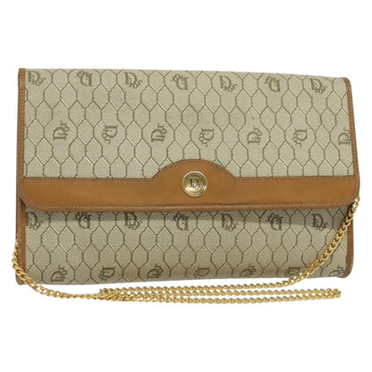 Christian Dior Vintage Honeycomb Chain Canvas Beige Canvas Bag ()