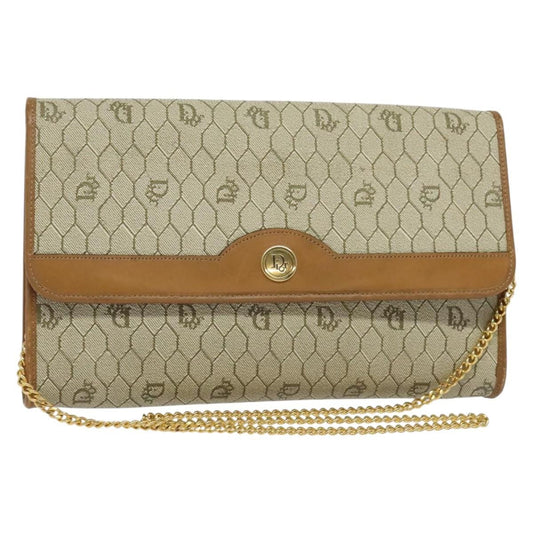 Christian Dior Vintage Honeycomb Chain Canvas Beige Canvas Bag ()