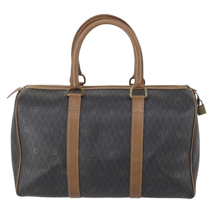 Christian Dior Vintage Honeycomb Boston Bag Canvas And Leather Black Canvas Travel Bag Bag ()