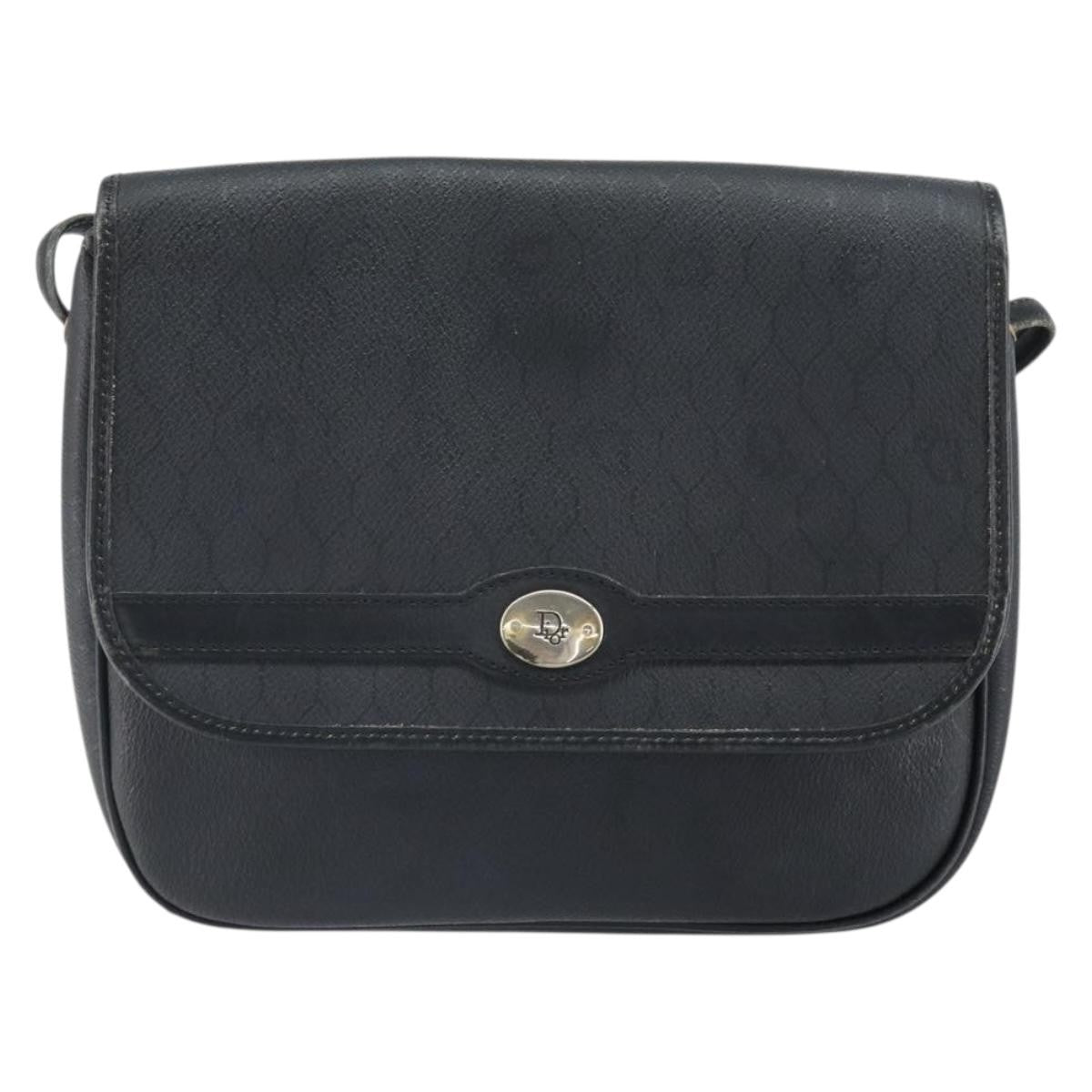 Christian Dior Vintage Honeycomb Shoulder Bag Canvas And Leather Black Canvas Shoulder Bag Bag ()