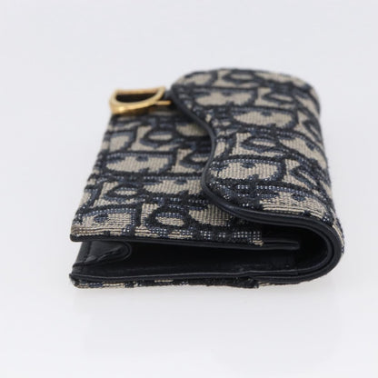 Christian Dior Saddle Card Case Oblique Canvas Navy Canvas Card Holders Accessory ()