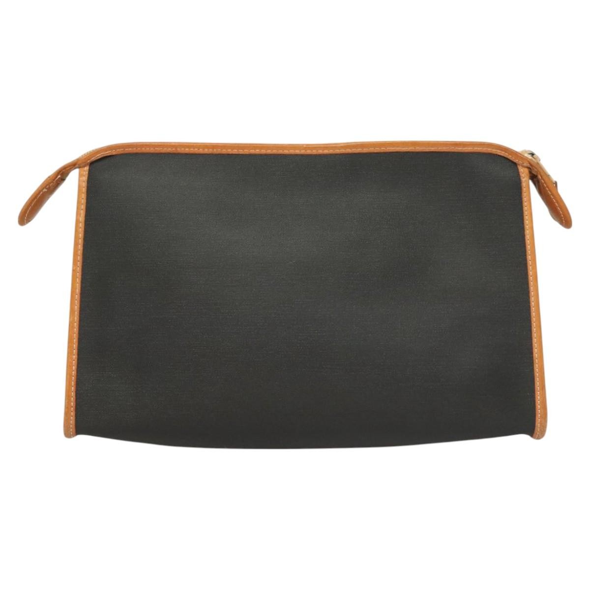 Christian Dior Vintage Zip Pochette Canvas And Leather Black Pvc Clutche & Pouche Bag ()