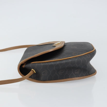 Christian Dior Vintage Honeycomb Flap Crossbody Bag Coated Canvas Black Canvas Shoulder Bag Bag ()