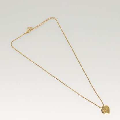 Christian Dior Logo Heart Pendant Necklace Metal Gold Metal Jewelry ()