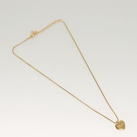 Christian Dior Logo Heart Pendant Necklace Metal Gold Metal Jewelry ()