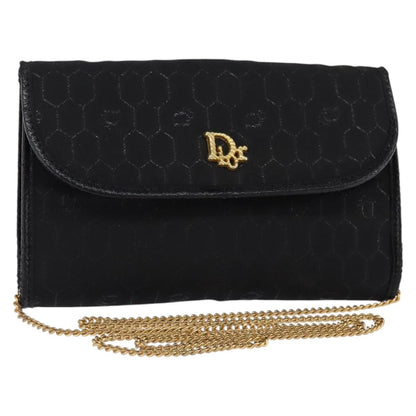 Christian Dior Vintage Honeycomb Flap Crossbody Bag Coated Canvas Black Canvas Clutche & Pouche Bag ()