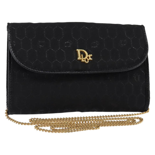 Christian Dior Vintage Honeycomb Flap Crossbody Bag Coated Canvas Black Canvas Clutche & Pouche Bag ()
