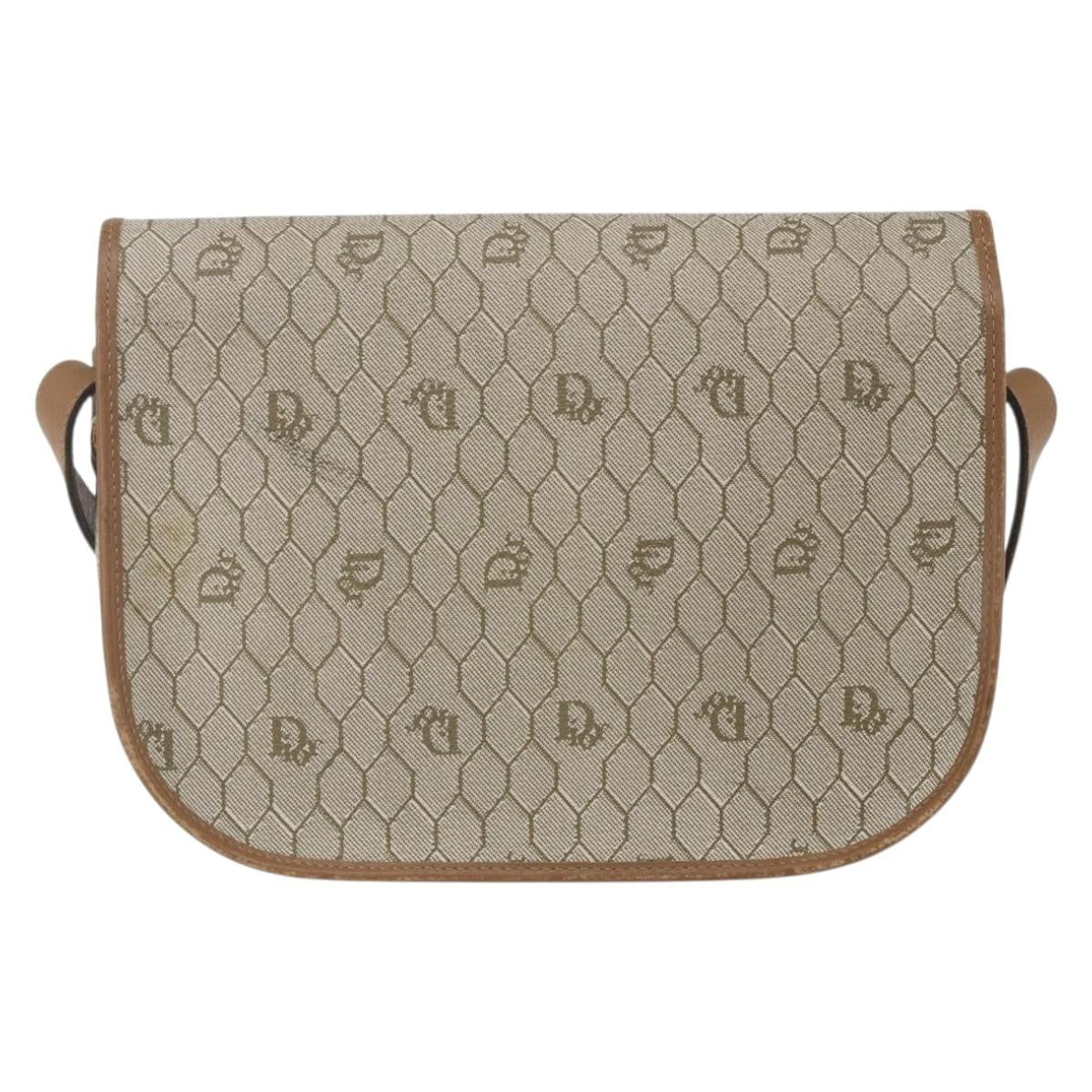 Christian Dior Vintage Honeycomb Shoulder Bag Canvas And Leather Beige Canvas Shoulder Bag Bag ()