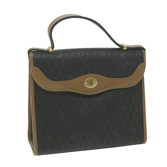 Christian Dior Vintage Honeycomb Handbag Canvas Leather Black Canvas Handbag ()