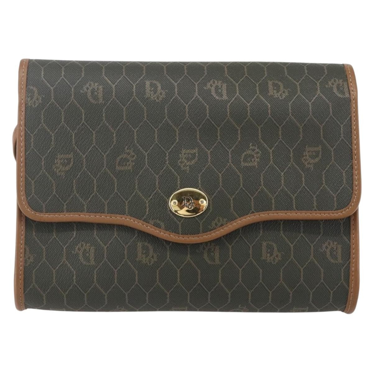 Christian Dior Vintage Honeycomb Flap Crossbody Bag Coated Canvas Khaki Canvas Shoulder Bag Bag ()