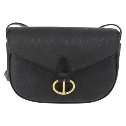 Christian Dior Vintage Honeycomb Flap Crossbody Bag Coated Canvas Black Canvas Shoulder Bag Bag ()