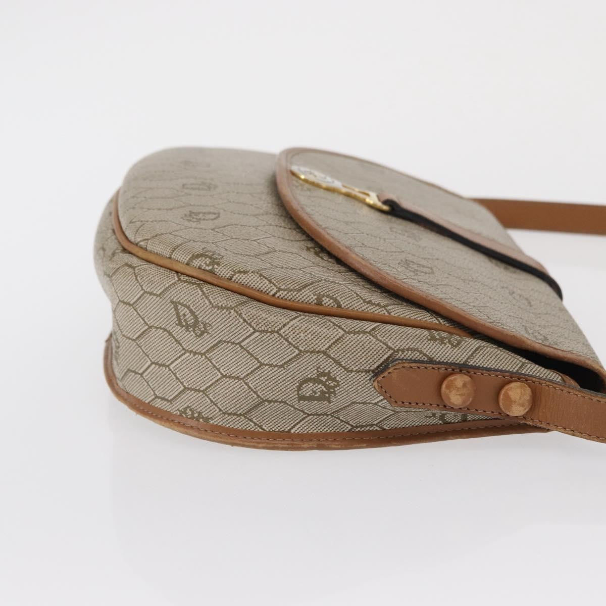 Christian Dior Vintage Honeycomb Shoulder Bag Canvas And Leather Beige Canvas Shoulder Bag Bag ()
