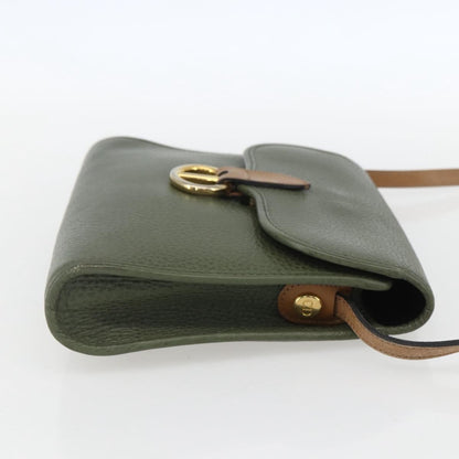 Christian Dior Vintage Cd Flap Shoulder Bag Leather Khaki Leather Shoulder Bag Bag ()