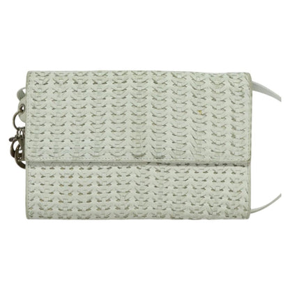 Christian Dior Vintage Flap Crossbody Bag Leather White Leather Clutche & Pouche Bag ()