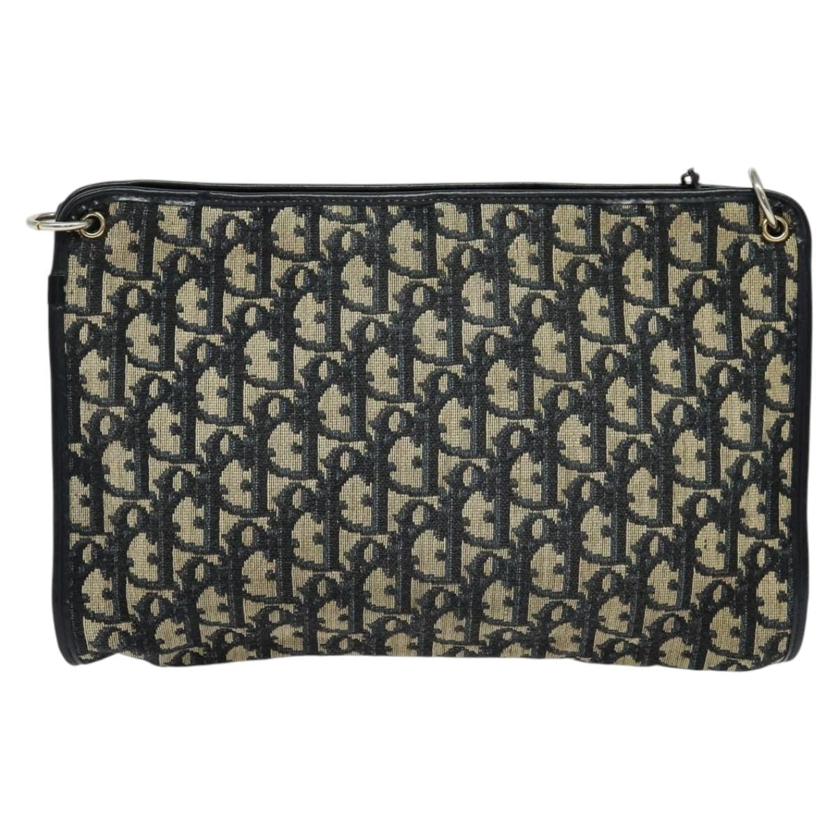 Christian Dior Vintage Trotter Shoulder Bag Canvas Navy Canvas Bag ()