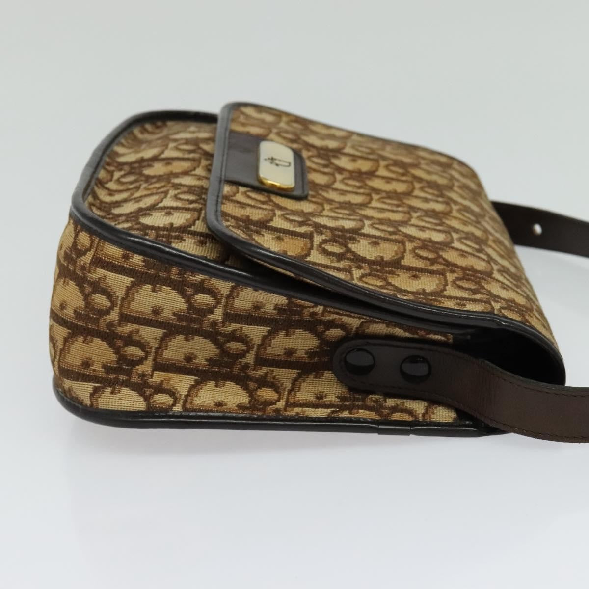 Christian Dior Vintage Trotter Flap Shoulder Bag Canvas Brown Canvas Bag ()