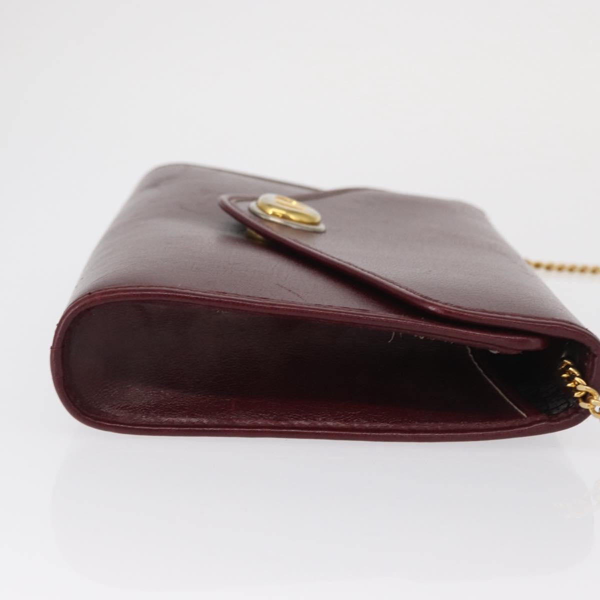 Christian Dior Vintage Chain Flap Shoulder Bag Leather Burgundy Leather Shoulder Bag Bag ()