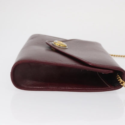 Christian Dior Vintage Chain Flap Shoulder Bag Leather Burgundy Leather Shoulder Bag Bag ()