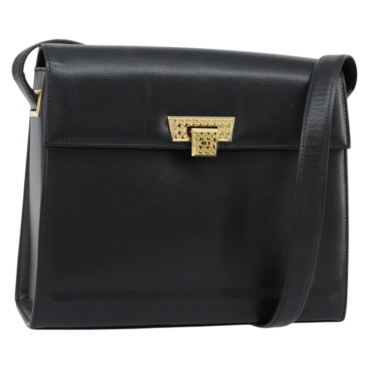 Christian Dior Vintage Shoulder Bag Leather Black Leather Shoulder Bag Bag ()