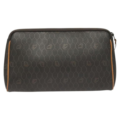 Christian Dior Vintage Honeycomb Zip Pouch Coated Canvas Black Canvas Clutche & Pouche Bag ()