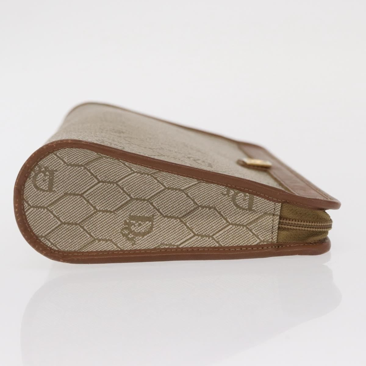 Christian Dior Vintage Honeycomb Zip Pouch Canvas And Leather Beige Canvas Clutche & Pouche Bag ()