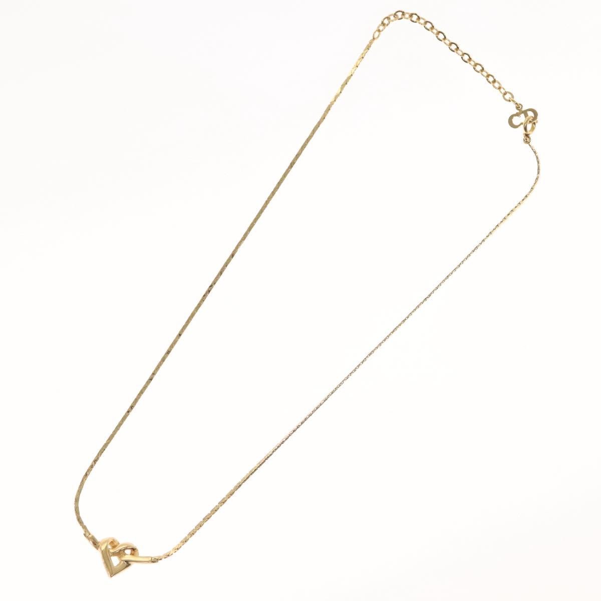 Christian Dior Logo Heart Pendant Necklace Metal With Crystal Gold Metal Jewelry ()