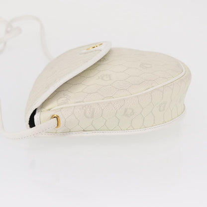 Christian Dior Vintage Honeycomb Flap Crossbody Bag Canvas And Leather White Canvas Shoulder Bag Bag ()