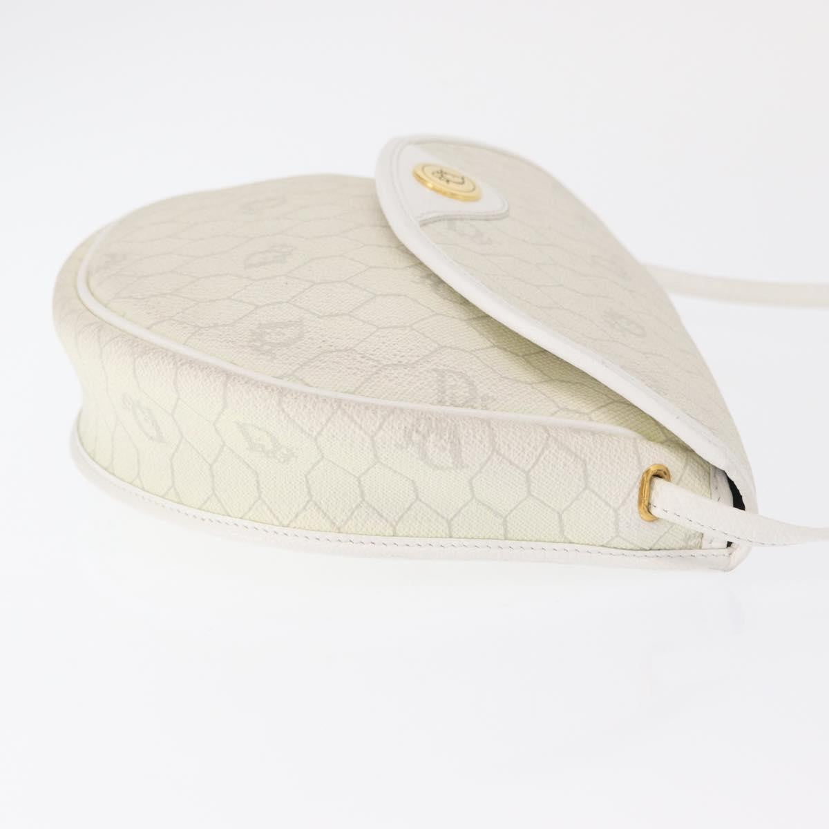 Christian Dior Vintage Honeycomb Flap Crossbody Bag Canvas And Leather White Canvas Shoulder Bag Bag ()