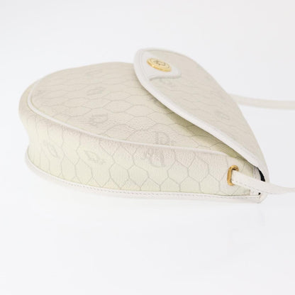 Christian Dior Vintage Honeycomb Flap Crossbody Bag Canvas And Leather White Canvas Shoulder Bag Bag ()