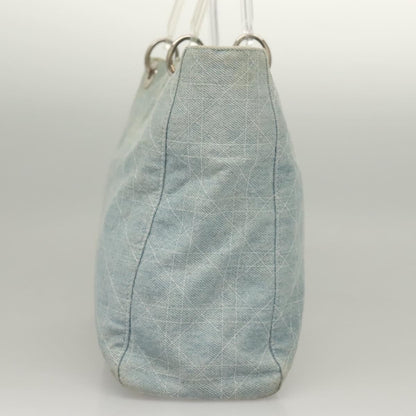 Christian Dior Vintage Lady Dior Bag Cannage Quilt Denim Blue Canvas Tote Bag Bag ()