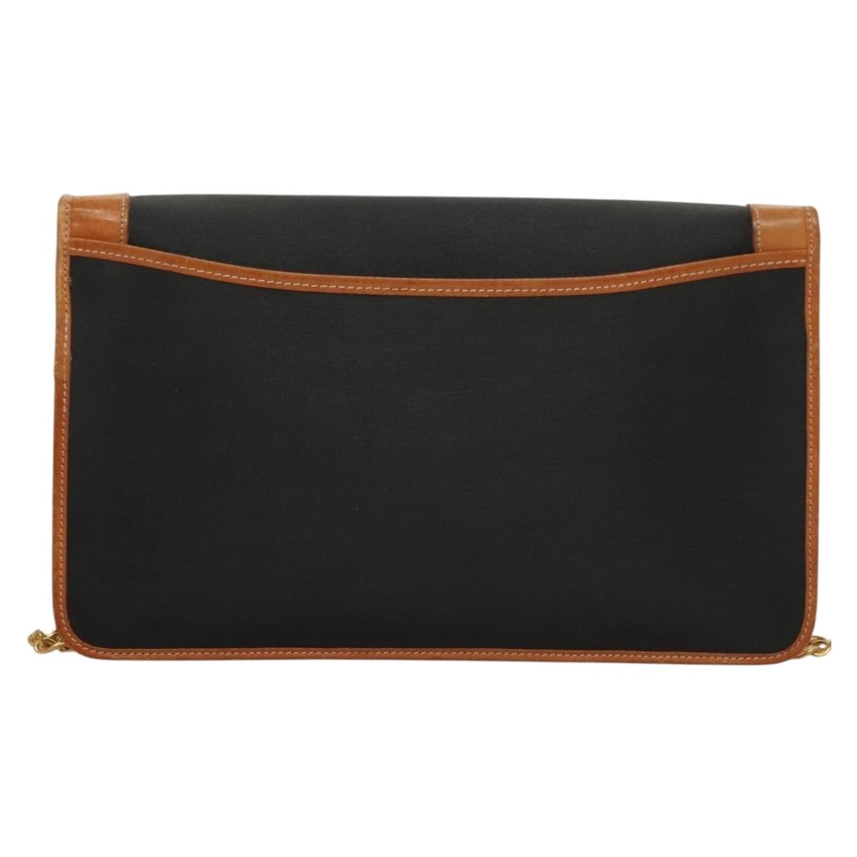 Christian Dior Vintage Cd Chain Flap Shoulder Bag Canvas Black Pvc Shoulder Bag Bag ()