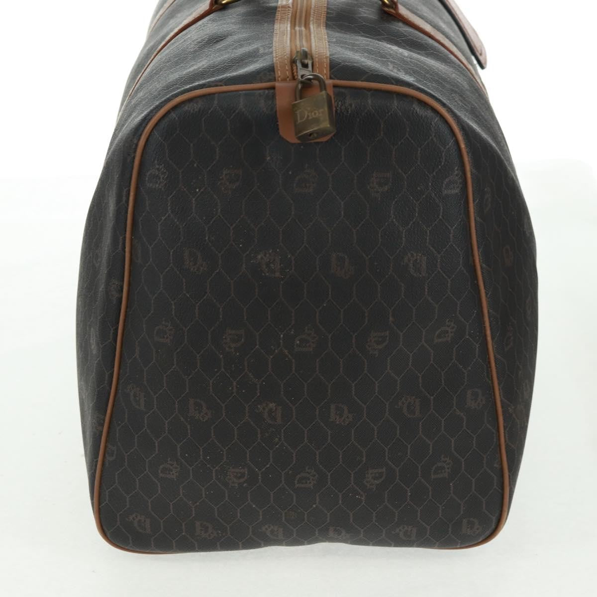 Christian Dior Vintage Honeycomb Boston Bag Canvas And Leather Black Canvas Travel Bag Bag ()
